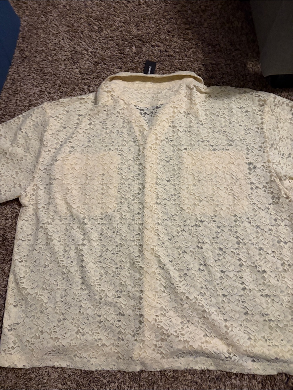 No Maintenance Men's Short-Sleeve Lace Button-Down Shirt in Cream - Picture 5 of 6